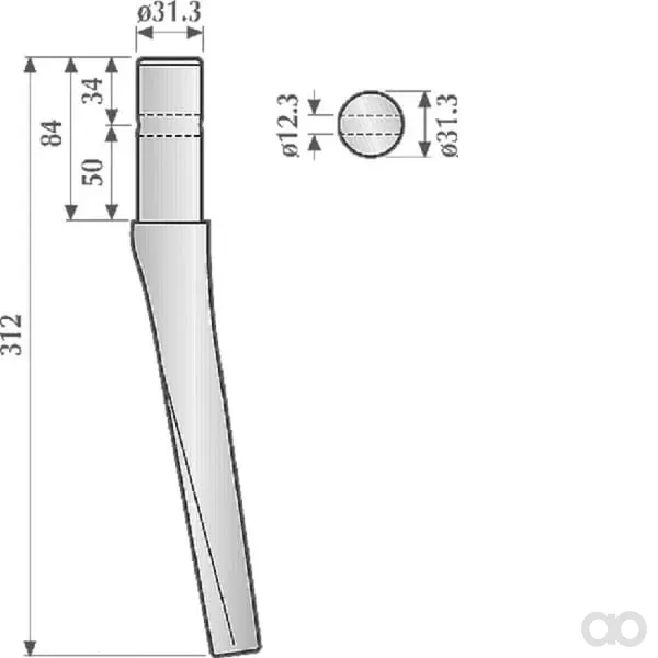 Non Branded - KE0401 - Kreiseleggezinken Links/Rechts, Länge 312 mm, Geeignet für Feraboli