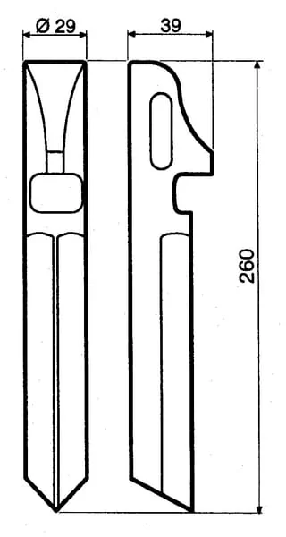 Non Branded - KE0615 - Messer für Kreiselegge Links/Rechts, Länge 260 mm, Geeignet für Krone
