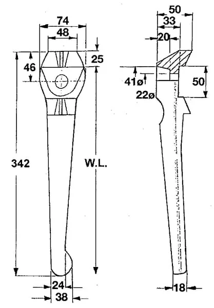 Non Branded - KE0812 - Kreiselegge-Messer Rechts, Laenge 340 mm, Geeignet fuer Lely