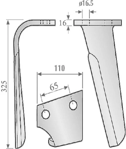 Non Branded - KE1540 - Kreiseleggen-Messer Links, Laenge 325 mm, Geeignet fuer Frandent