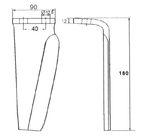 Non Branded - KE489000 - Messerschar Für Kreiselegge Links, Länge 180 mm, Geeignet Für Muratori