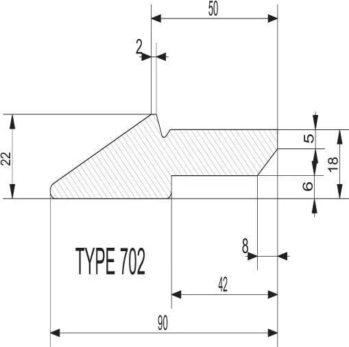 Non Branded - KT7022100 - Eimerkantenschutzleiste 90x22mm X2,1m HB250