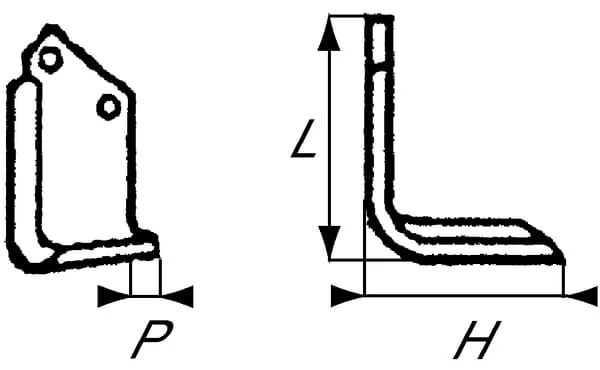 Non Branded - RB24423 - Rotovator-Messer Rechts 170x125x75mm 6mm Dick Geeignet für Holder