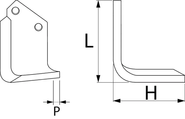Non Branded - RB51002 - Rotavator-Messer Rechts 190x120x80mm 6 mm Dick Geeignet für Sauenburger