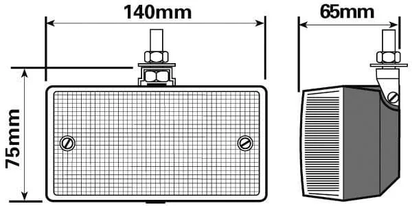Non Branded - TOR4521 - Rueckfahrscheinwerfer Rechteckig, Rot/Transparent, Angeschraubt – Hinten