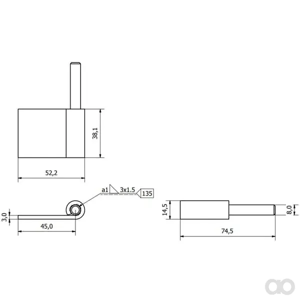 Non Branded - TX4762 - Maennliches Scharnier Links