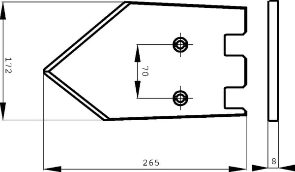 Non Original - 08900029N - La70 Rechtes Messer 8x172x265