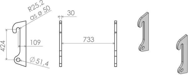 Non Original - LBAAHL42430B - Ersatzhalterungen
