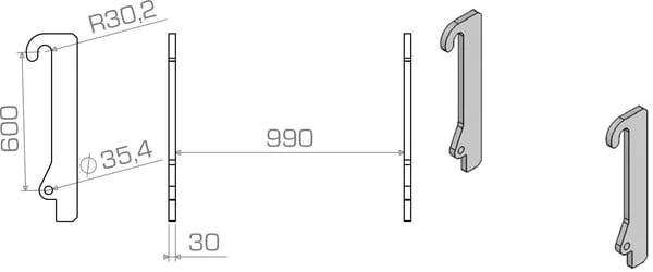 Non Original - LBAJCB60030S - Ersatzhalterungen