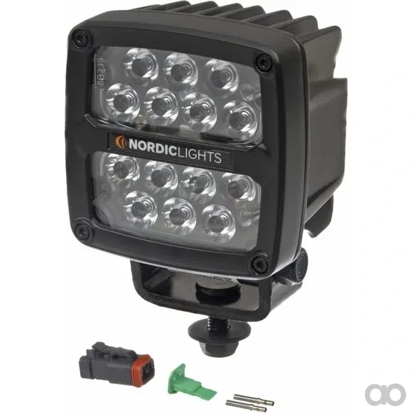 Nordic Lights - 984704B - Arbeitsleuchte LED, 50W, 7000lm, Quadratisch, 12/24V, Transparent, Aufschraubbar, Deutsch 2-Polig, Spot-Strahl, 14 LEDs, Scorpius Pro 445 Nordic Lights