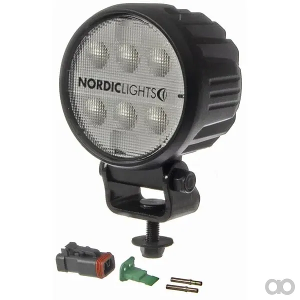 Nordic Lights - 988101B - Arbeitsscheinwerfer LED, 16W, 1600lm, Rund, 12/24V, Weiss, Aufschraubbar, 93x93x116.5mm, Deutsch 2-Polig, Wide Flood, 6 LEDs, Canis GO 410 Nordic Lights