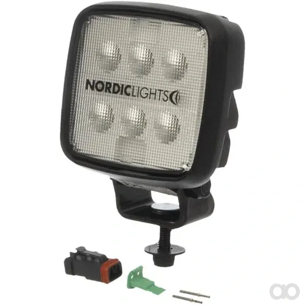 Nordic Lights - 988203B - Arbeitsscheinwerfer LED, 28W, 2800lm, Quadratisch, 12/24V, Weiss, Aufschraubbar, Deutsch 2-Polig, Flood, 6 LEDs, Scorpius GO 420 Nordic Lights