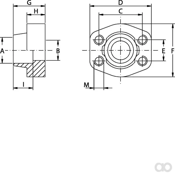 Oleo Tecnica - GFW608SM20M - Metrischer Aufschweissgegenflansch SAE