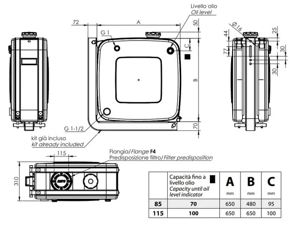 OMFB - H1GMBP03020 - Tank 85l 480x650 + Monobracket-Satz