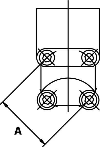 OMT - 1GQ06ST - Flanschbogen Stahl 3/8 - M6x20 - M6x35