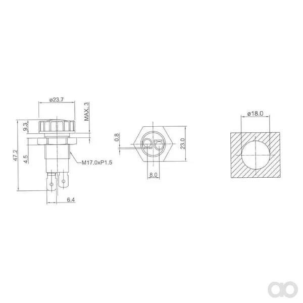 Pneutron - 21300101PN - Warnleuchte, Rot Mit Flachsteckanschluessen
