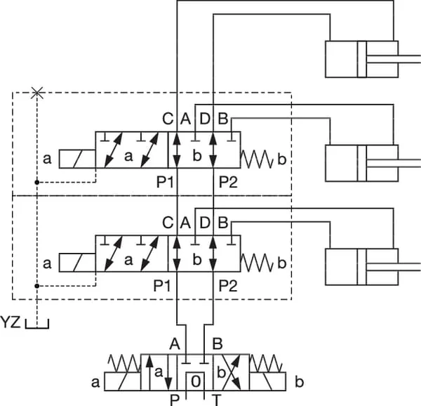 Poclain - 6KVH1024VFL - Steuerventil 6/2, 1/2 24VDC, Flanschkompatibel