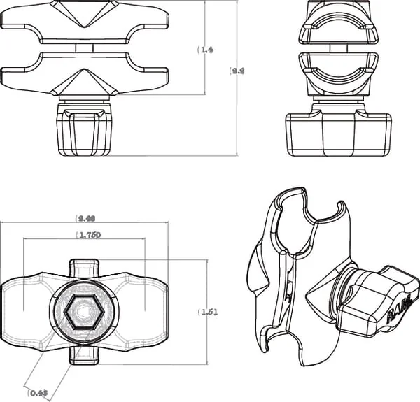 Ram mounts - RAMB201A - Klemme 50mm