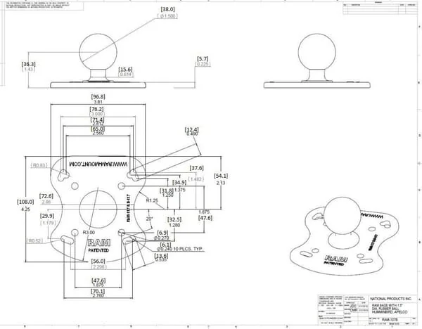 RAM Mounts - RAMC107B - RAM Mounts-Basis Mit 1,5" Gummiball