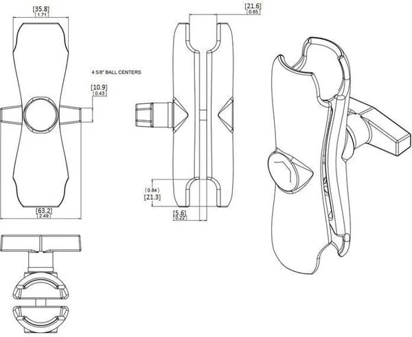 Ram mounts - RAMC201 - Klemme 145 mm
