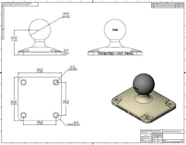 RAM Mounts - RAMC202U22 - Montageplatte 2"x2" C