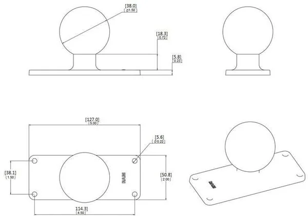 RAM Mounts - RAMC202U25 - Montageplatte 2" x 5" C