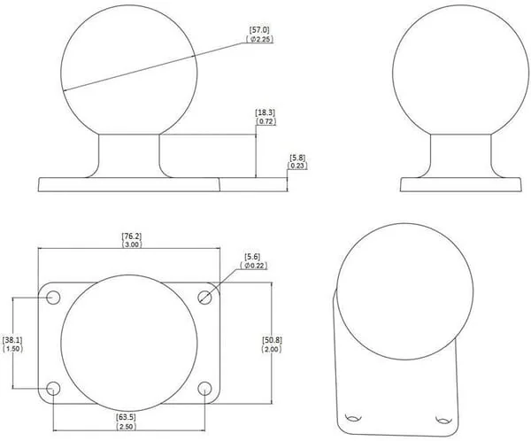 Ram mounts - RAMD202U23 - Quadratische Halterungsbasis