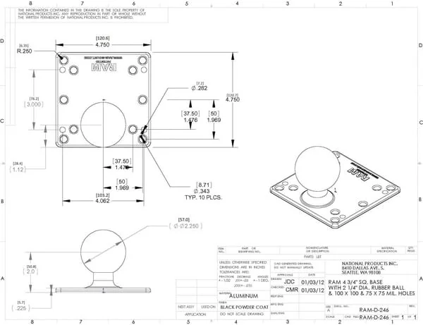 Ram mounts - RAMD246U - Montageplatte D
