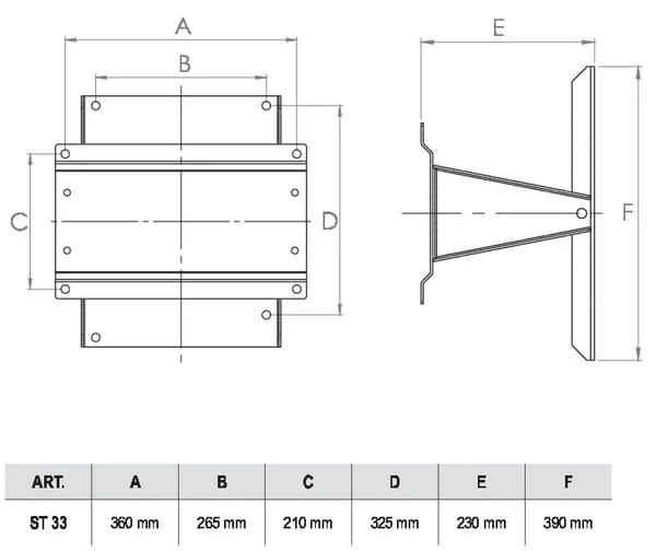 Ramex - HD33 - Schwenkbracket SS 360x265