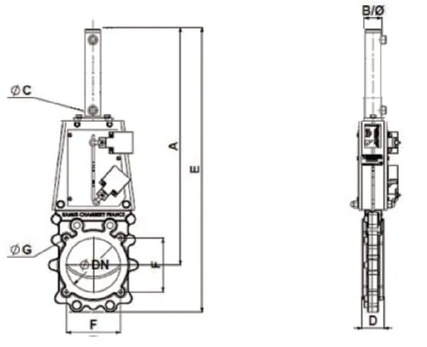Ramus - VGRDEH200 - Metallventil + Hydraulikzylinder DN200