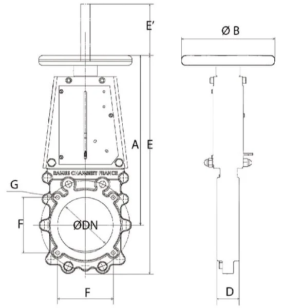 Ramus - VGRH200 - Messerabsperrschieber + Handrad DN200