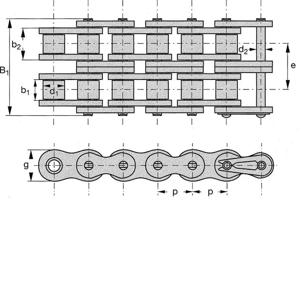 Rexnord - KD34716 - Rollenkette Duplex 3/4x7/16