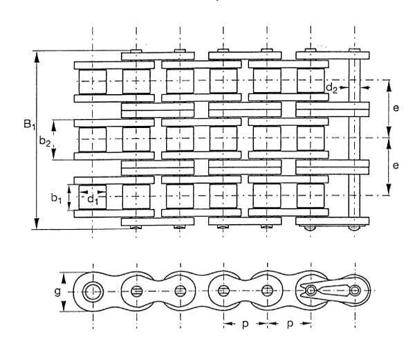 Rexnord - KT5838 - Rollenkette Triplex 5/8x3/8