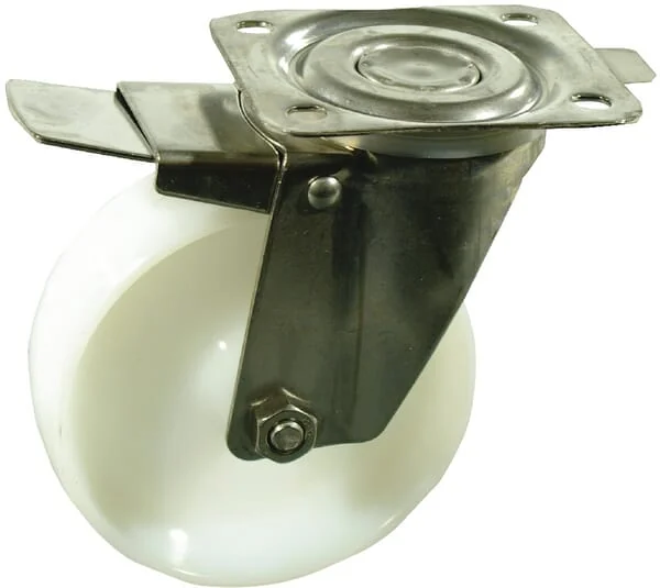 Ro Carr - WH600N80 - Polyamid Lenkrolle Diameter 80x30mm Feststeller Edelstahl Flanschplatte 105x85mm Belastung 100kg
