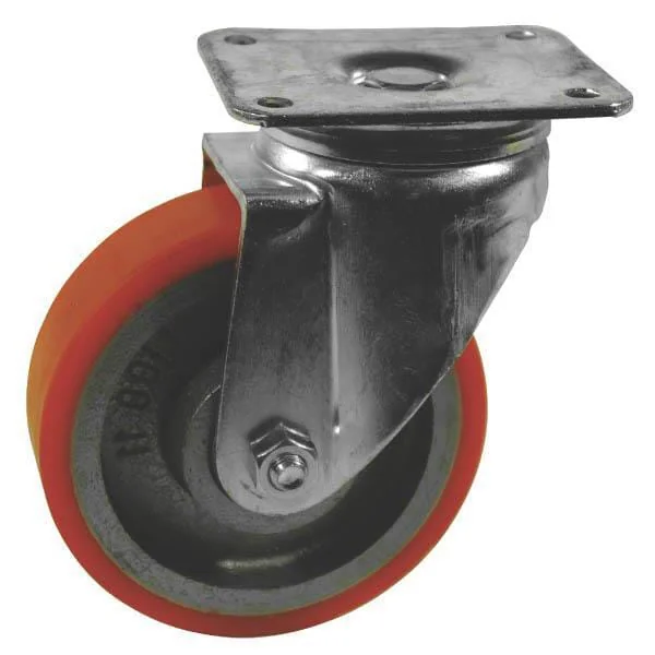 Ro Carr - WH700100 - Polyurethan Lenkrolle Diameter 100x30mm Flanschplatte 105x85mm Belastung 200kg