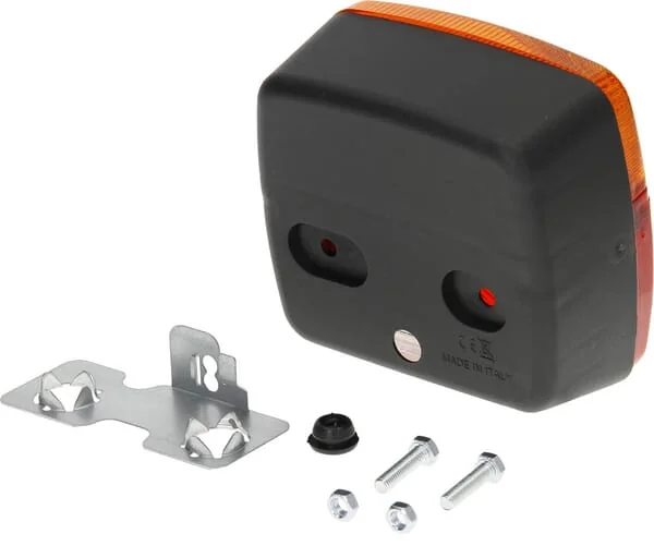 Sacex - LA11003 - Heckleuchte Quadratisch, 12/24V, Rot/Bernstein, Verschraubt, 105x100x52mm – Rechts