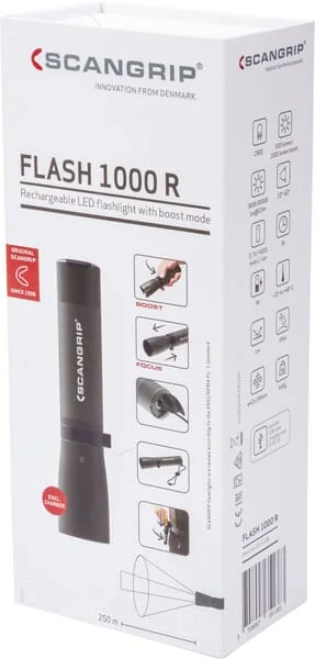 Scangrip - 035138SCAN - Flash 1000 R, Wiederaufladbare Taschenlampe