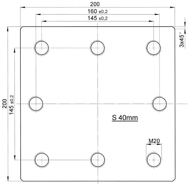 Scharmüller - 00645000 - Aufschweißplatte 145x145 / 160 mm 8x M20