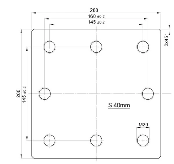Scharmüller - 00645000 - Aufschweißplatte 145x145 / 160 mm 8x M20