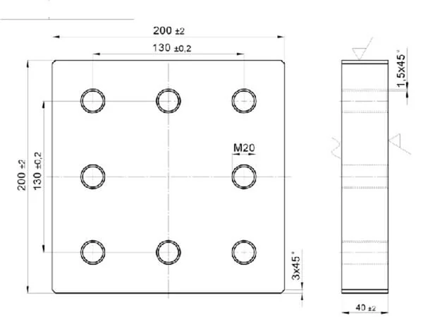 Scharmüller - 00645030 - Aufschweißplatte 130x130 mm 8x M20