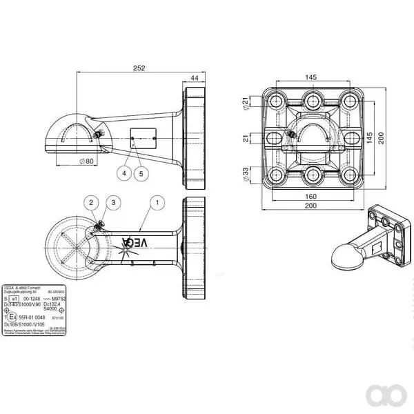 Scharmüller - 00650971A02 - Kugelkupplung K80, Vertikaler Kragen