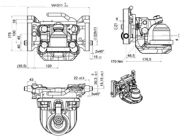 Scharmüller - 056311420A11 - Kugelkopfkupplung 80mm 311mm