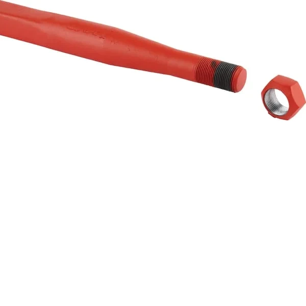 SHW - FT35 - Laderzinke, Gerade, Quadratischer Querschnitt 44x820mm, Spitze Mit M30x2mm Mutter, Rot