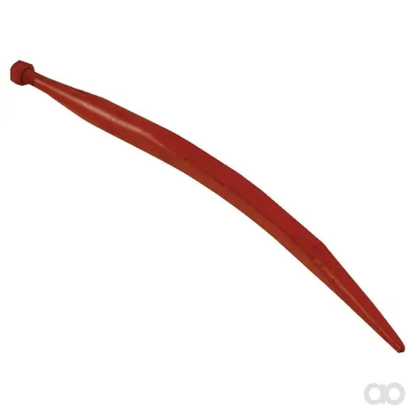SHW - FT44 - Ladeschaufelzinke, Gebogen, Quadratprofil 36x600mm, Spitzzinke Mit M20x1,5mm Mutter, Rot