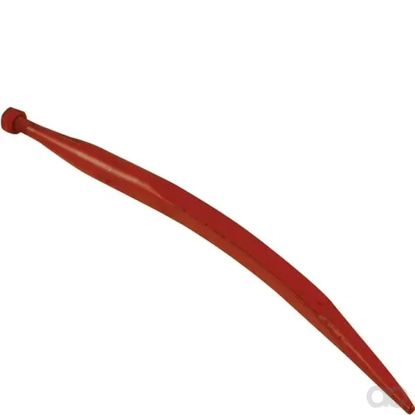 SHW - FT44 - Ladeschaufelzinke, Gebogen, Quadratprofil 36x600mm, Spitzzinke Mit M20x1,5mm Mutter, Rot