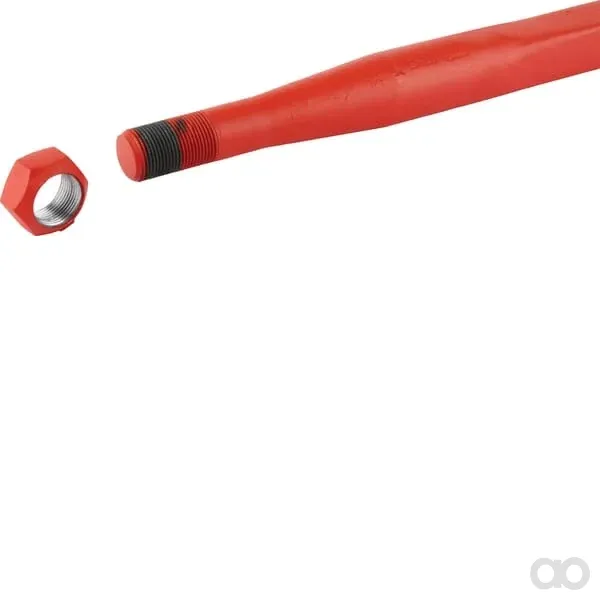 SHW - FT58 - Ladergabel, Gerade, Quadratprofil 44x980mm, Mit Spitze Und M30x2mm Mutter, Rot