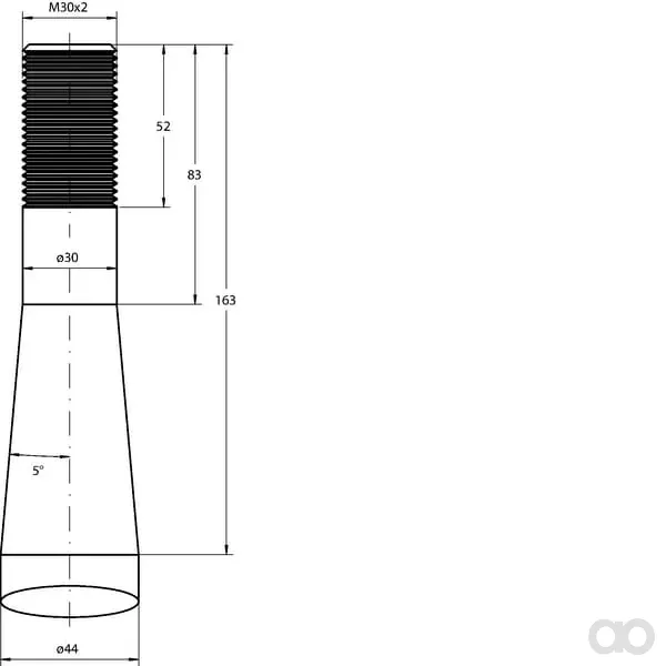 SHW - FT58 - Ladergabel, Gerade, Quadratprofil 44x980mm, Mit Spitze Und M30x2mm Mutter, Rot