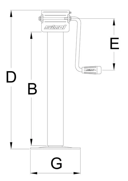 Simol - STRDG707 - Stützbein mit Seitenhebel 80x698mm