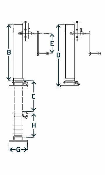 Simol - STRKRA800FLN - Standheber seitlicher Griff 110x970mm 3-stufig 2-Gang mit Untersetzung