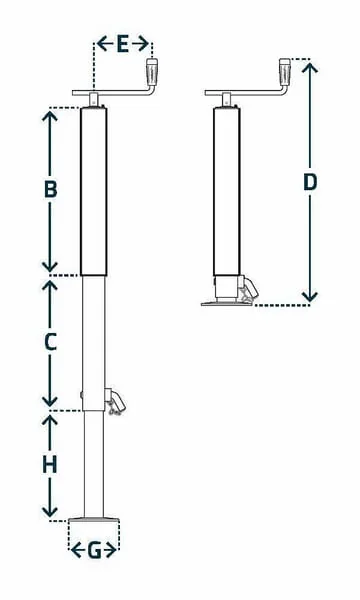 Simol - STRP5753SF - Stuetzbein mit horizontaler Spindel 80x800mm